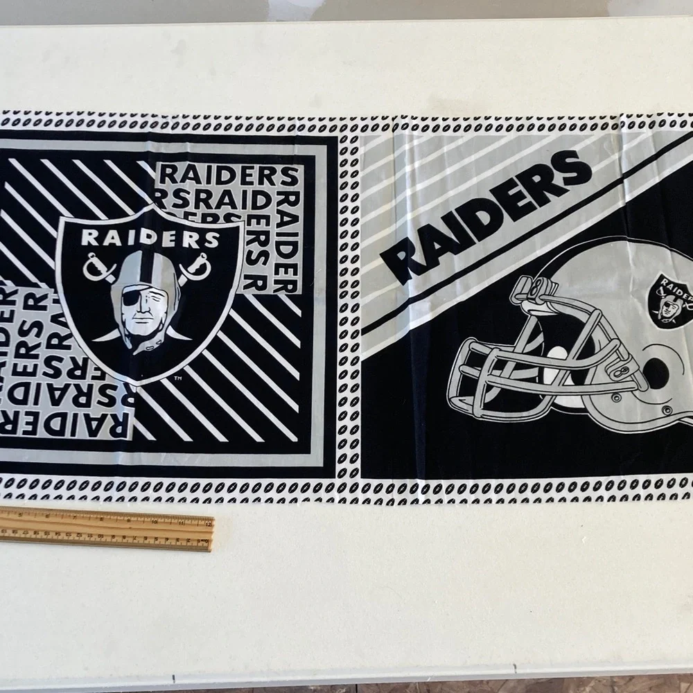 Raiders Black and White Fabric approximately 16”‎ x 38”